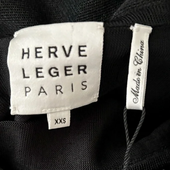 Herve Leger Black Puckered Ruffle Trim Mini Dress XXS NWT - Picture 4 of 7